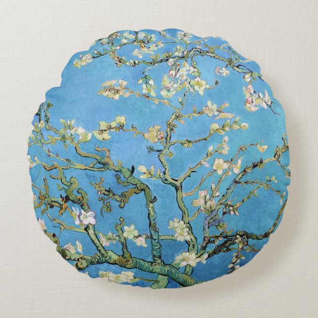 Almond Blommar Vincent van Gogh Rund Kudde (Framsidan)