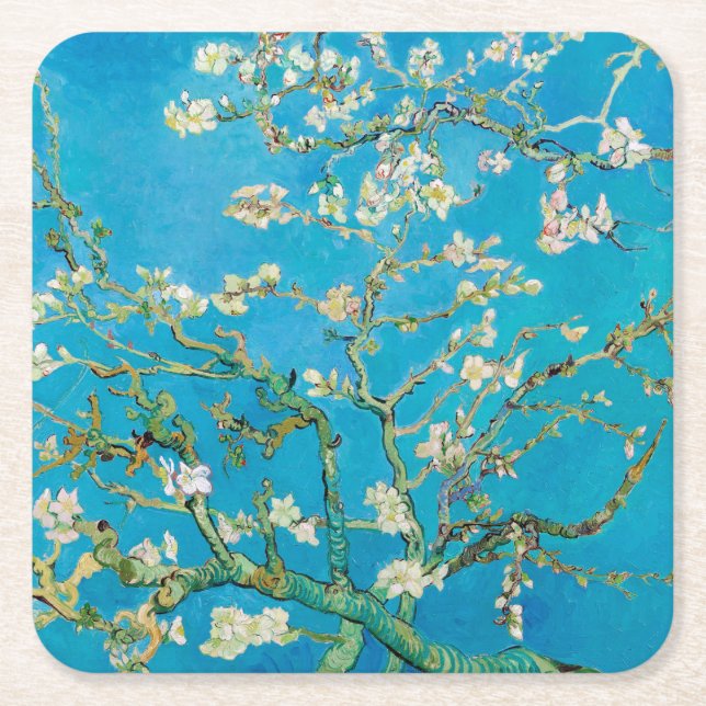 Almond Blommar, Vincent van Gogh Underlägg Papper Kvadrat (Framsidan)