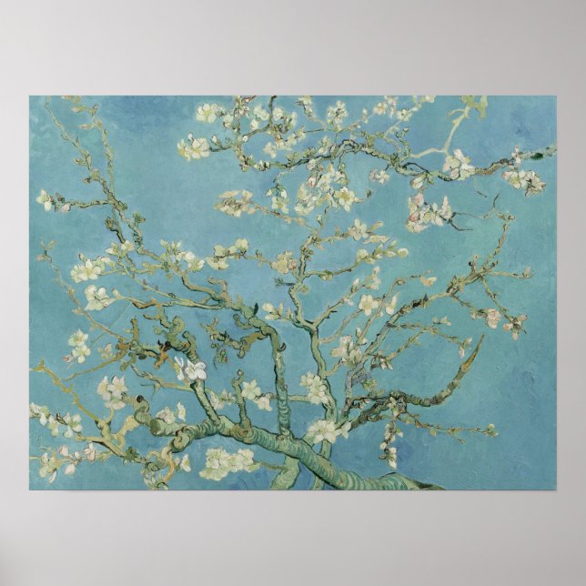 Almond Blommars av Vincent Van Gogh Fine Art Poster (Framsidan)