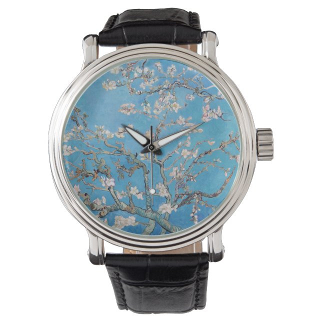 Almond Blommars Blue Vincent van Gogh Art Painting Armbandsur (Framsida)
