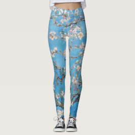 Almond Blommars Blue Vincent van Gogh Art Painting Leggings