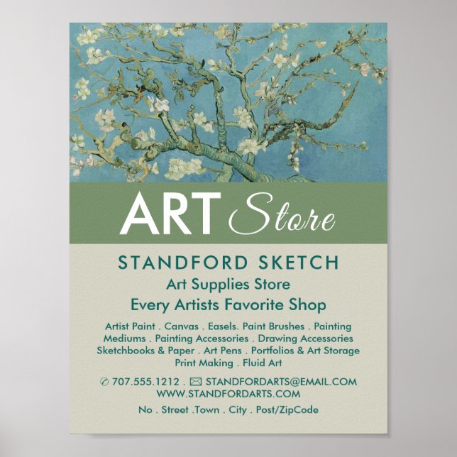 Almond Blommars by Van Gogh, Art Supplies Store Poster (Framsidan)