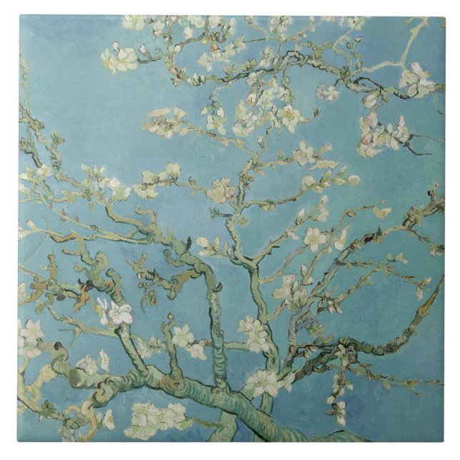 Almond Blommars Painting av Van Gogh Kakelplatta (Framsidan)