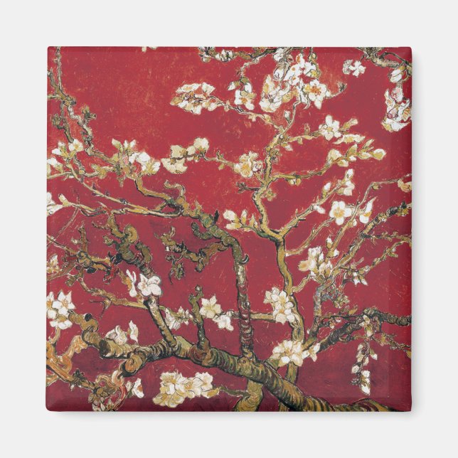 Almond Blommars Red Vincent van Gogh Art Painting Magnet (Framsidan)