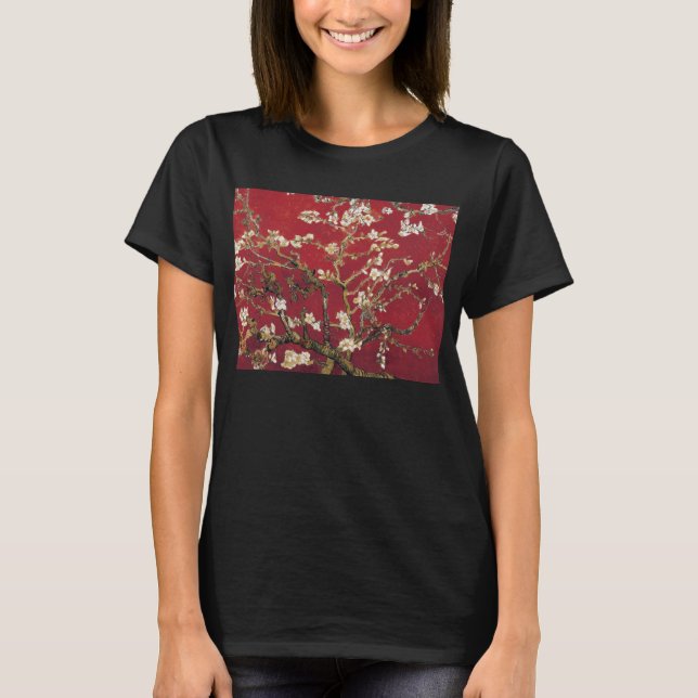 Almond Blommars Red Vincent van Gogh Art Painting Tee (Framsida)