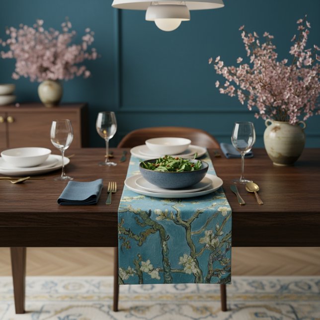  Almond Blossom Floral Boho Blue Classic Art Kökshandduk (Skapare uppladdad)