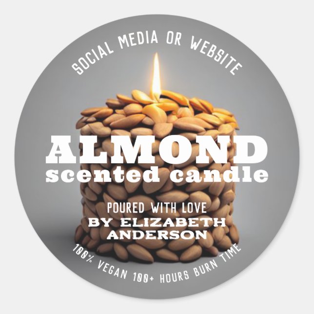 Almond Candle Runt Klistermärke (Framsida)