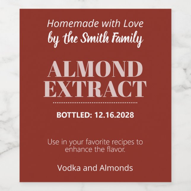Almond Extract Modern Label Sticker ZEX_001b Vinflaska Etikett (Singel etikett)