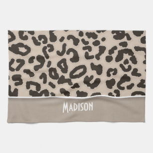Almond Färg Leopard Animal Print; Personlig Kökshandduk