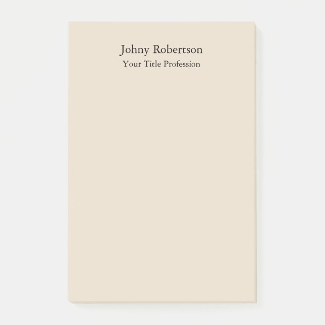 Almond Färg Plain Elegant Professionell Modern Post-it Block (Framsida)