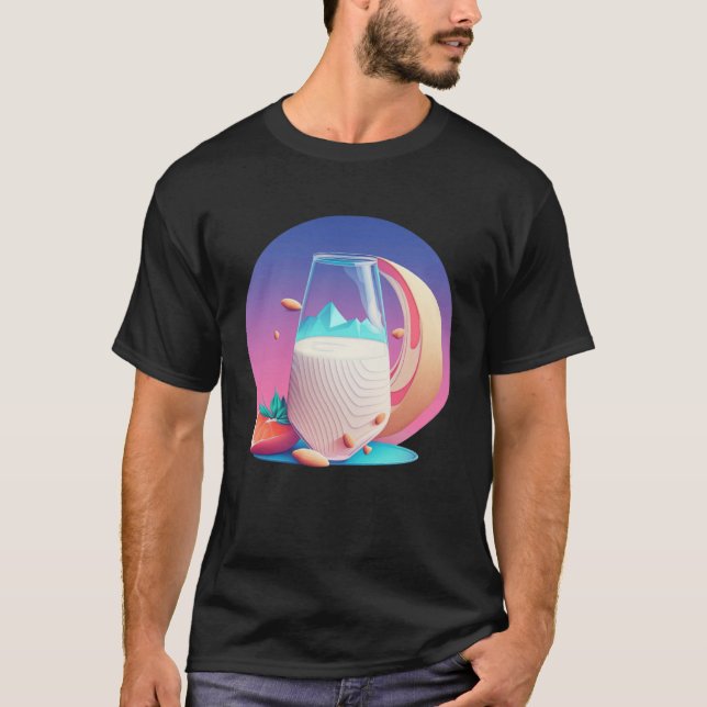 Almond Milk Synthwave 80s Retrowave Aesthetic T Shirt (Framsida)