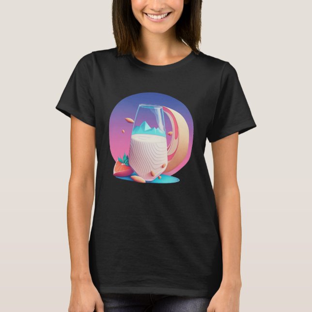 Almond Mjölk Synthwave 80s Retrowave Aesthetic T Shirt (Framsida)