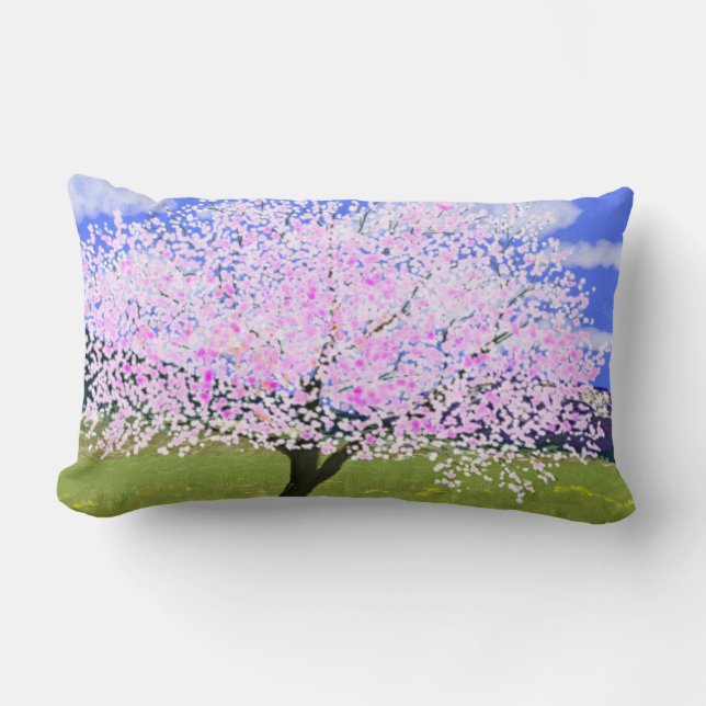 Almond Träd i Bloom Lumbarkudde (Framsida)