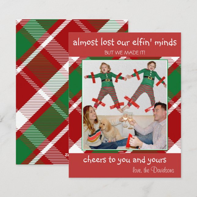 "Almost Lost Elfin' Minds" Rolig julkort (Fram/baksida)