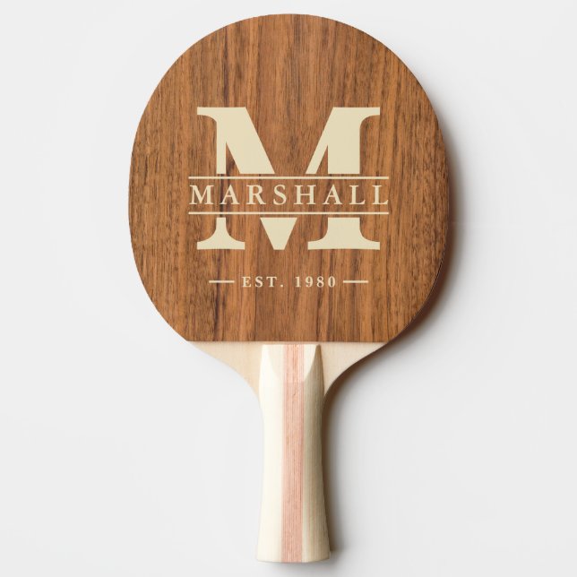 Almträ Monogram & Namnöverlägg Pingisracket (Baksidan)