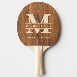 Almträ Monogram & Namnöverlägg Pingisracket