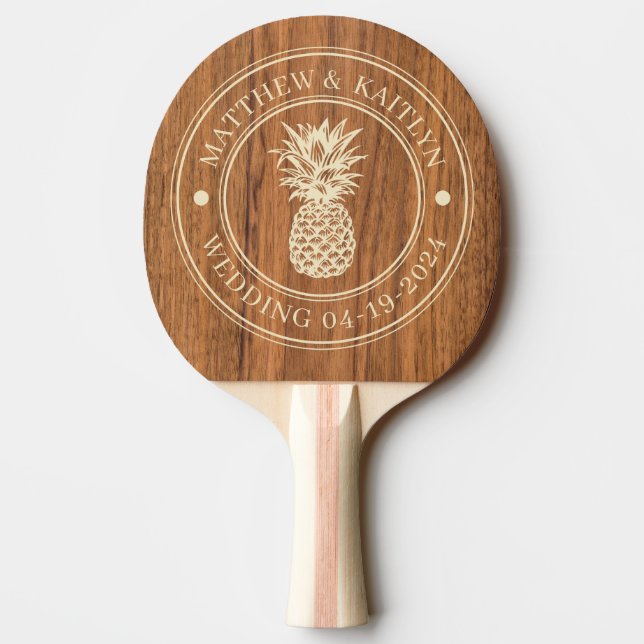 Almträ Pineapple Bröllopsnamn Pingisracket (Baksidan)