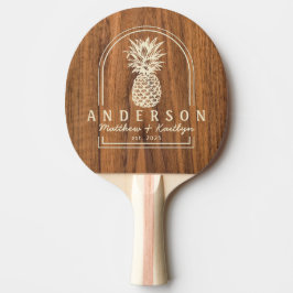 Almträ Pineapple Bröllpsbåge & Namn Pingisracket