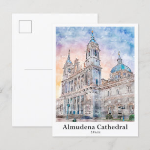 Almudena Cathedral Madrid Spain Travel Watercolor Vykort