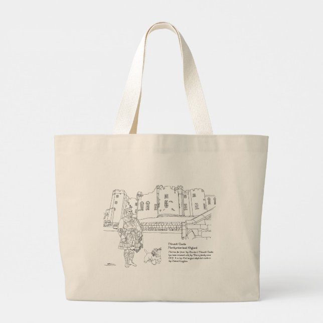 Alnwick Castle, Kilted Gent, Scottie Hund Tote Bag Jumbo Tygkasse (Baksida)