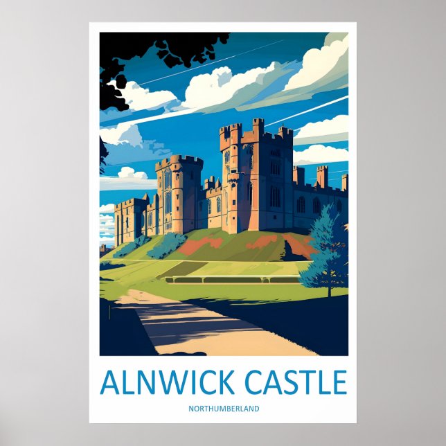 Alnwick Castle Vintage Reseskylt Ski National Poster (Framsidan)