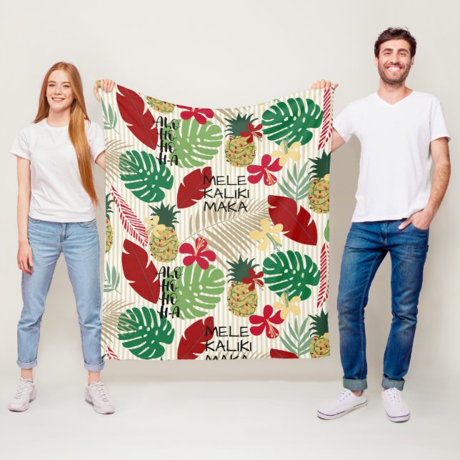 ALO-HO-HO-HA Hawaiian Tropical Helgdag  Fleecefilt (På plats)