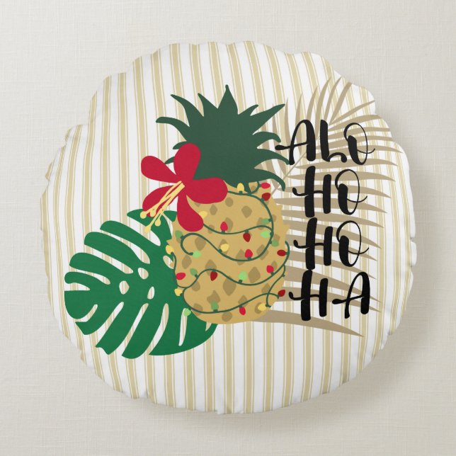 ALO-HO-HO-HA Hawaiian Tropical Pineapple Rund Kudde (Framsidan)