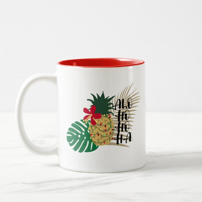 ALO-HO-HO-HA Hawaiian Tropical Pineapple Två-Tonad Mugg (Vänster)