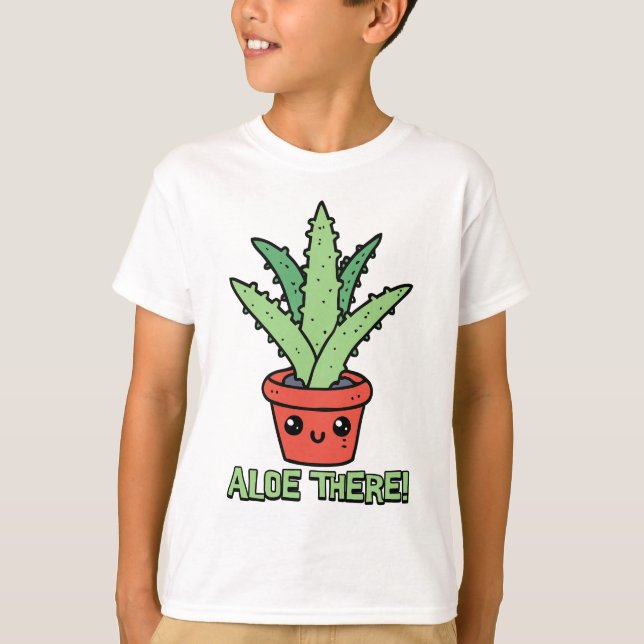 Aloe! Aloe Plant Pun Tecknad T Shirt (Framsida)