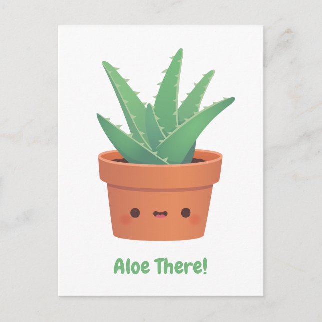 Aloe där, Aloe Vera Plant Hälsning Vykort (Framsida)