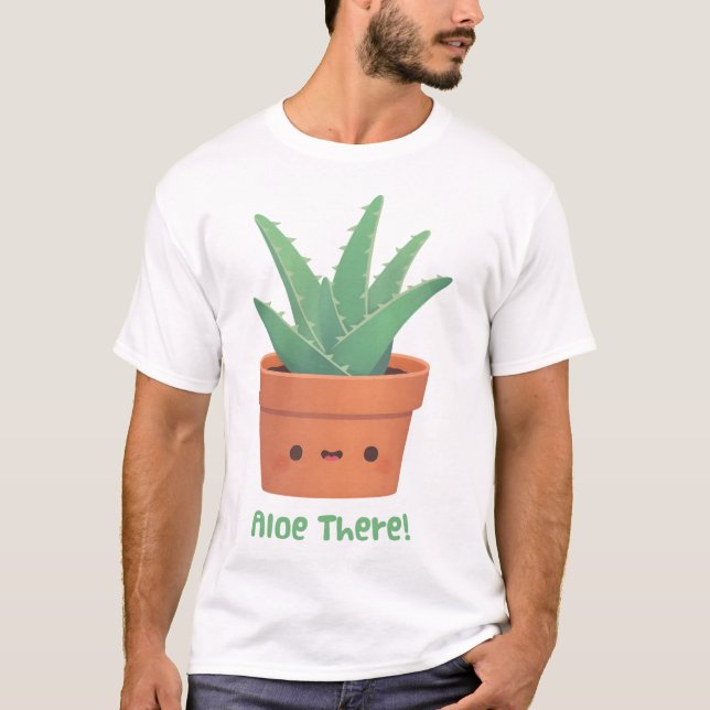 Aloe där, Hej där, Cute Aloe Vera Pun T Shirt (Framsida)