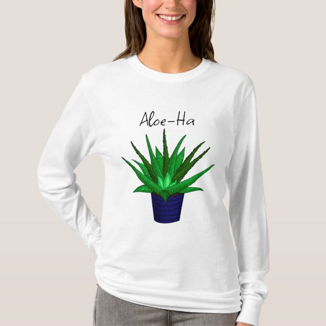 Aloe-Ha Plant Pun T Shirt (Framsida)