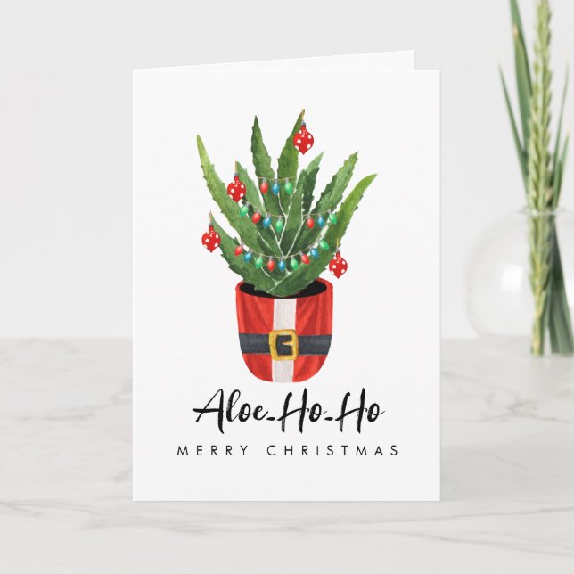 Aloe Ho Ho God jul Santa Houseplant Holida Helgkort (Framsida)