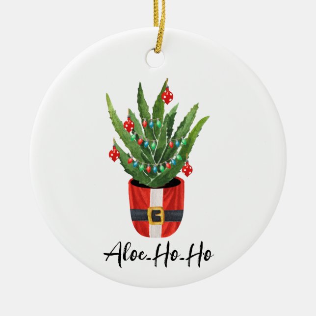 Aloe Ho Ho Santa Houseplant jul Julgransprydnad Keramik (Framsidan)