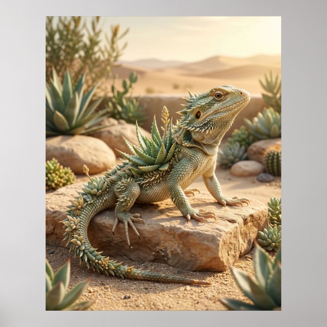 Aloe Lizard Desert Sun Poster (Framsidan)