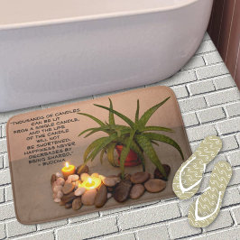 Aloe-ljus och flodstenar Lycka Citat Badrumsmatta