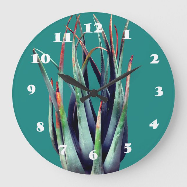 ALoe Plant Photo Wall Clock Stor Klocka (Framsida)
