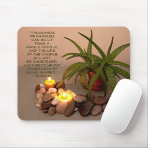 Aloe, stearinljus och stenar för Buddha Musmatta