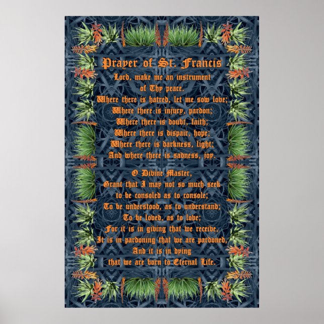 Aloe Vera Gräns med den helige Francis Prayer Poster (Framsidan)