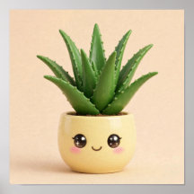 Aloe Vera Kawaii Inomhusväxt Affisch