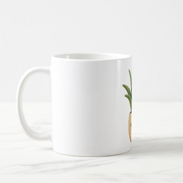 Aloe Vera Kawaii Inomhusväxt Krus Kaffemugg (Vänster)