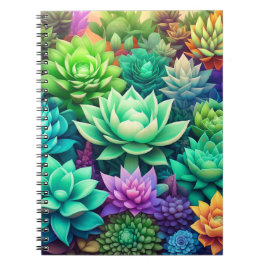 Aloe Vera och Succulents Collage Anteckningsbok