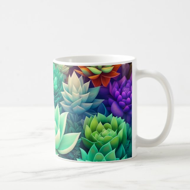 Aloe Vera och Succulents Collage Kaffemugg (Höger)