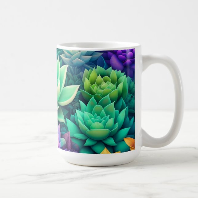 Aloe Vera och Succulents Collage Kaffemugg (Höger)