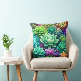 Aloe Vera och Succulents Collage Kudde