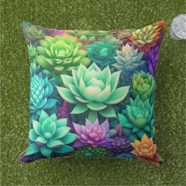 Aloe Vera och Succulents Collage Kudde