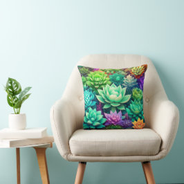 Aloe Vera och Succulents Collage Kudde