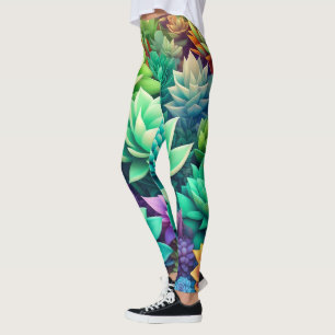 Aloe Vera och Succulents Collage Leggings
