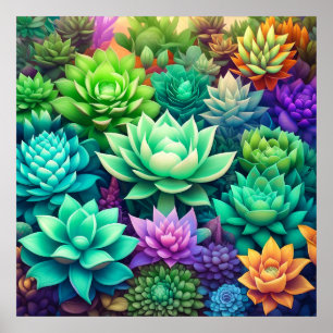 Aloe Vera och Succulents Collage Poster