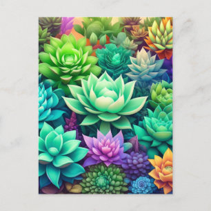 Aloe Vera och Succulents Collage Vykort